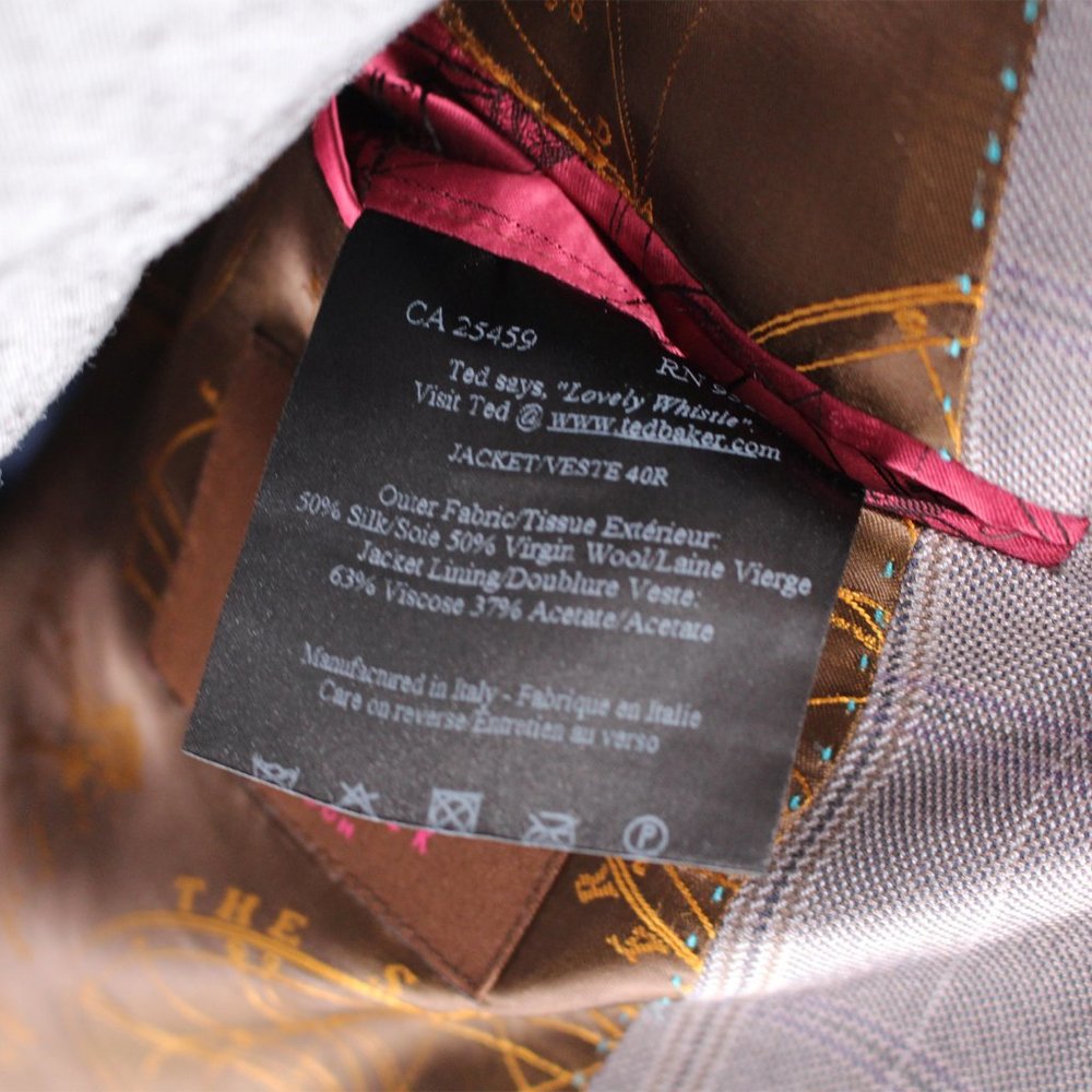 Ted Baker Silk/Wool Purple Check Blazer 40R Italy - Picture 6 of 6